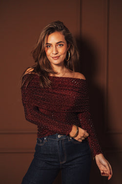By Hilke Off Shoulder Top Norae Bordeaux