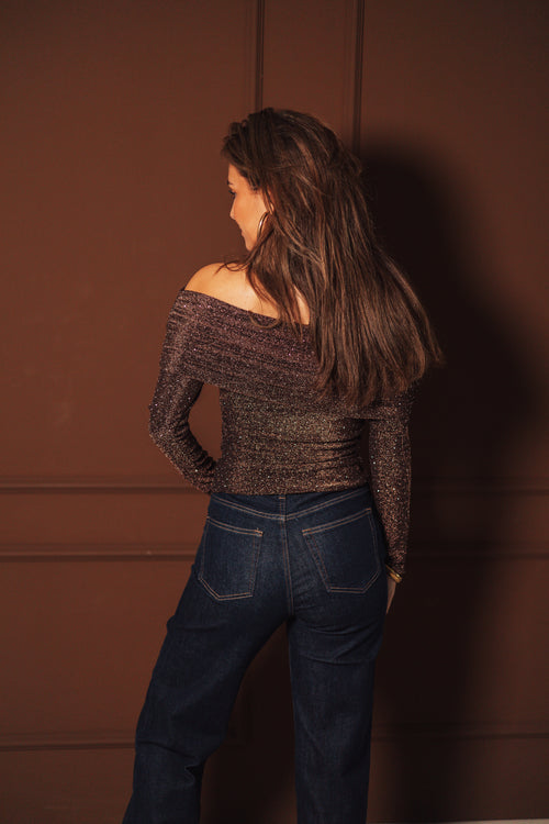 By Hilke Off Shoulder Top Norae Brown