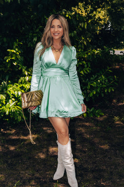 By Hilke Satin Dress Lis Mint