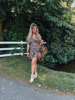 By Hilke Satin Dress Leopard