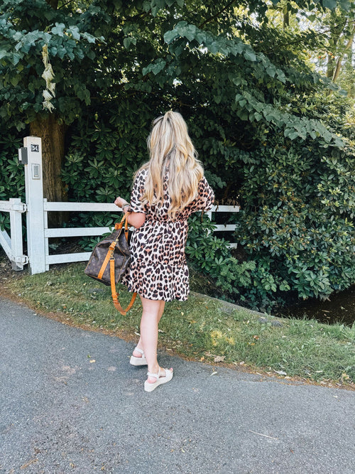 By Hilke Satin Dress Leopard