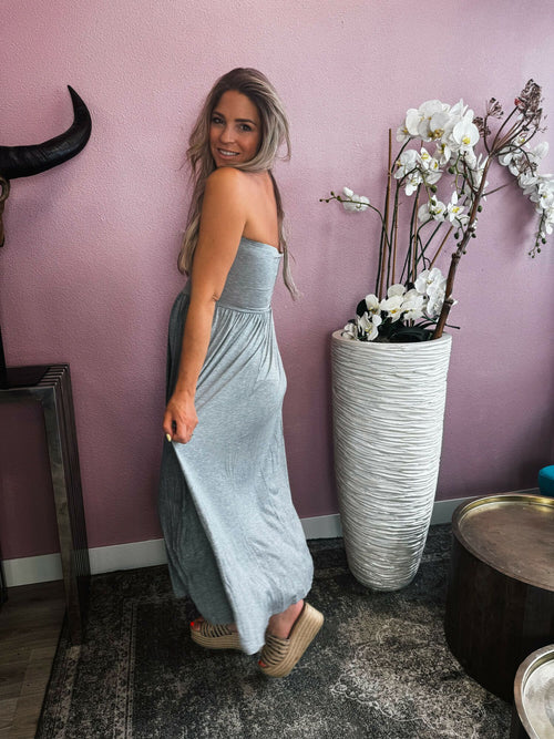 By Hilke Strapless Dress Izzy Grey