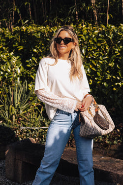 By Hilke Oversized Lace Shirt Cream