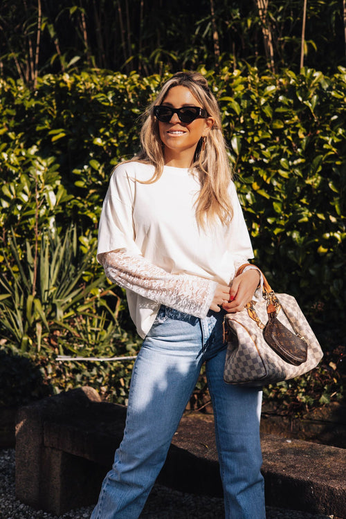 By Hilke Oversized Lace Shirt Cream