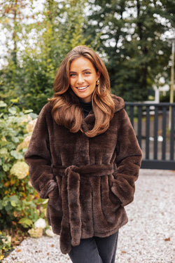 By Hilke Furry Coat Maeve Chocolate