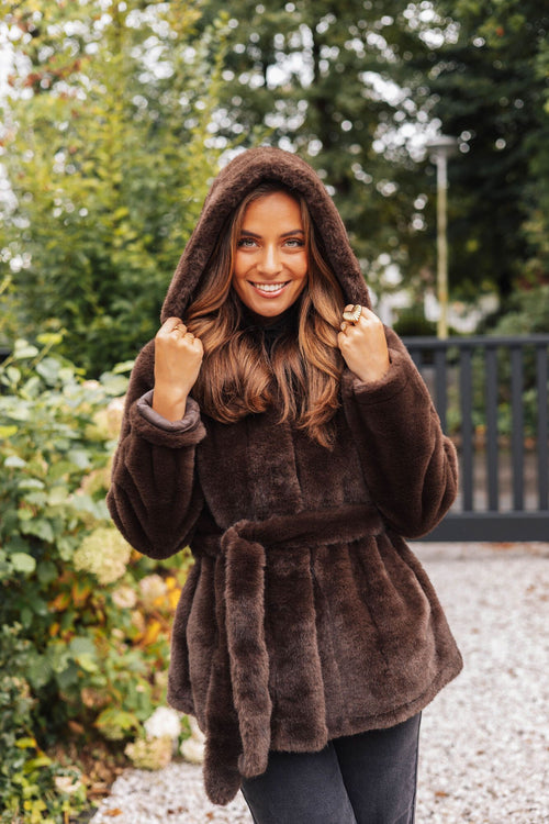 By Hilke Furry Coat Maeve Chocolate