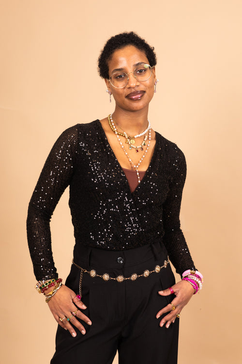 By Hilke Sequin Top Eva Black
