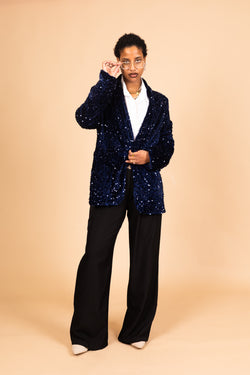 By Hilke Sequin Blazer Maureen Dark Blue
