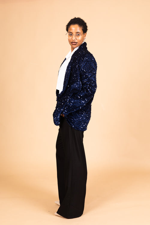 By Hilke Sequin Blazer Maureen Dark Blue