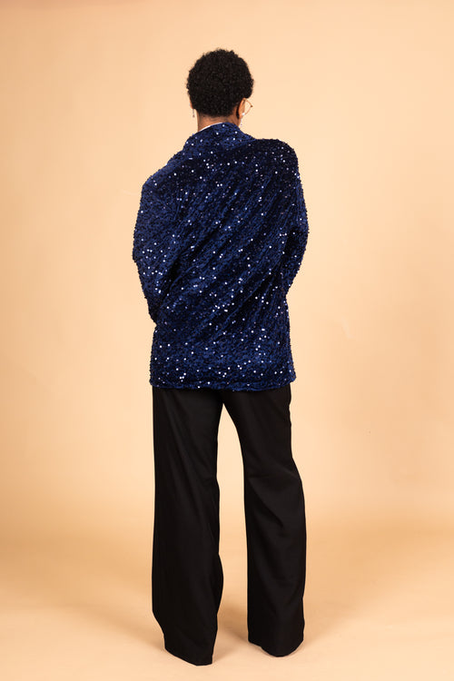 By Hilke Sequin Blazer Maureen Dark Blue