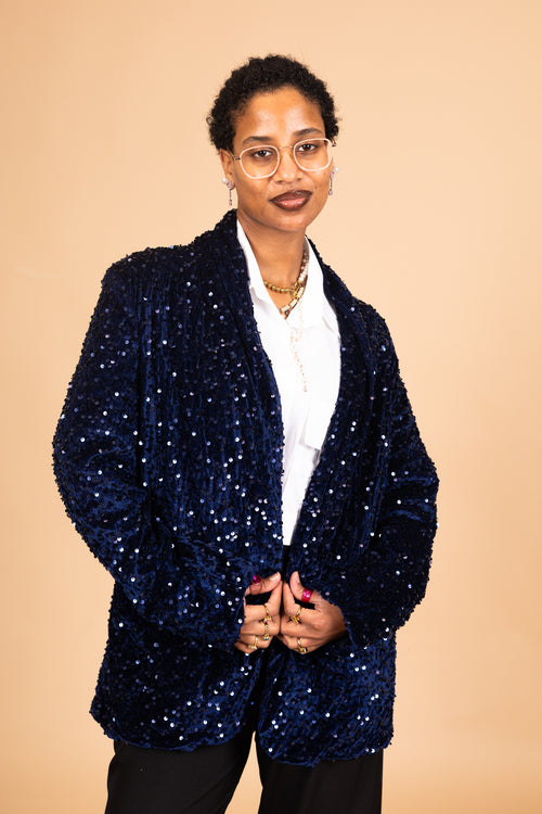 By Hilke Sequin Blazer Maureen Dark Blue