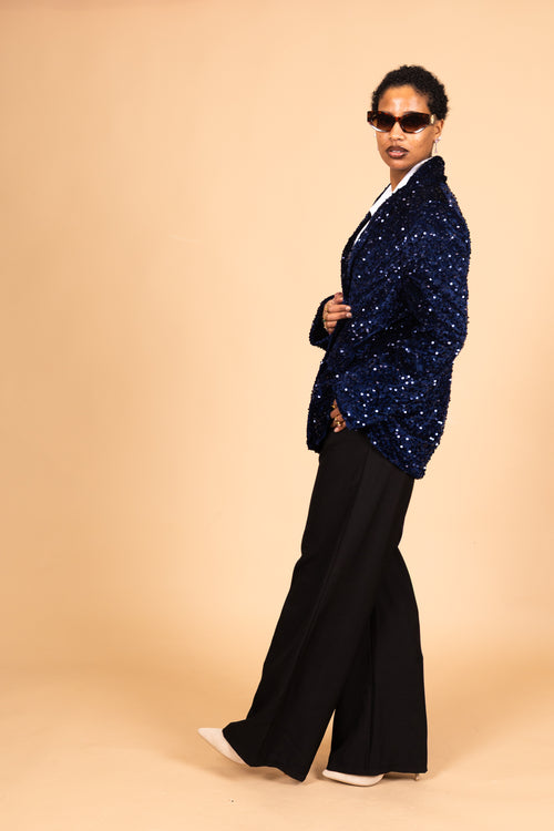 By Hilke Sequin Blazer Maureen Dark Blue